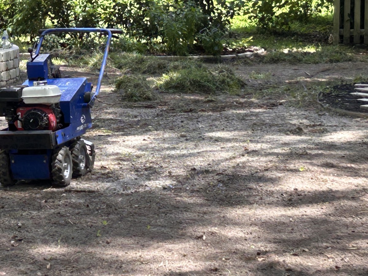 Preparing for the fresh lawn at Oaklane Garden