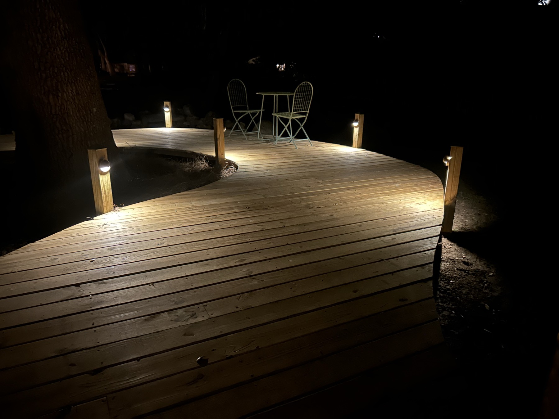 The walkway lights are installed at Oaklane Garden