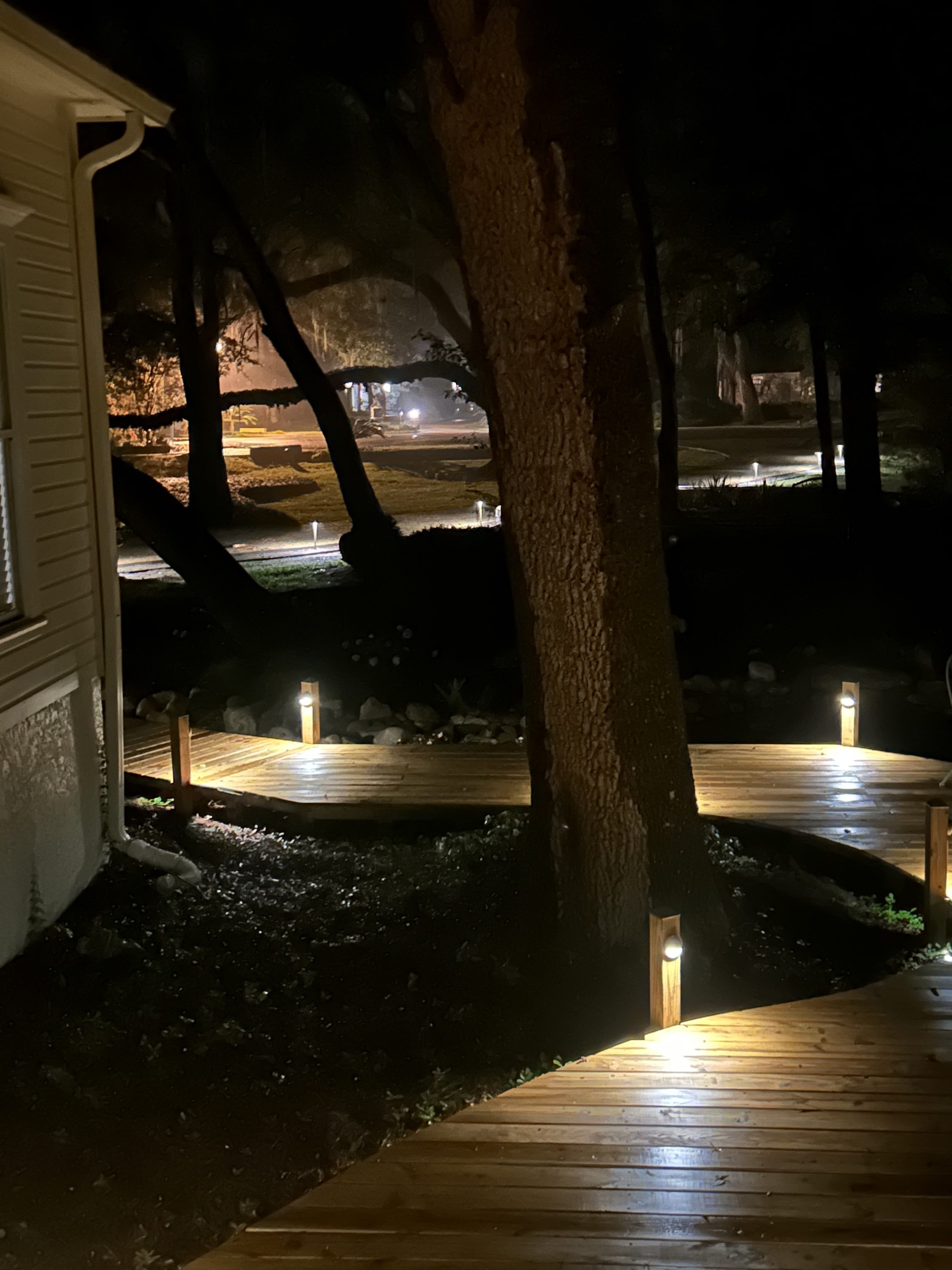 The driveway lights are installed at Oaklane Garden
